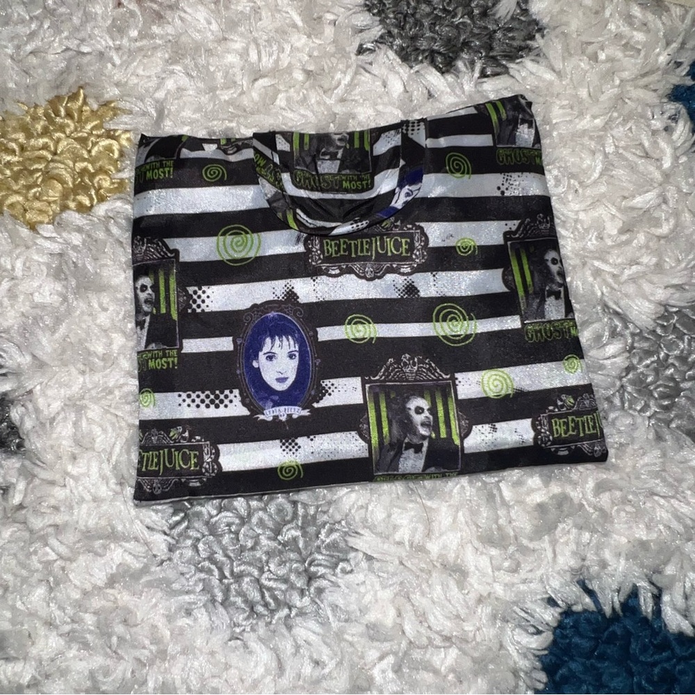 Beetlejuice Themed Black and White Striped Tote